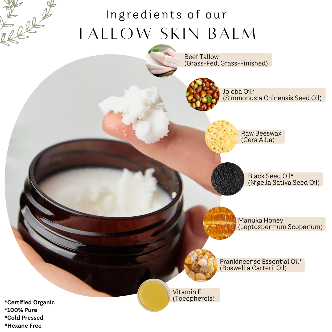 Untamed Organics Tallow, Manuka, Black Seed & Frankincense Skin Balm - grass-fed tallow skincare