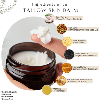 Untamed Organics Tallow, Manuka, Black Seed & Frankincense Skin Balm - grass-fed tallow skincare