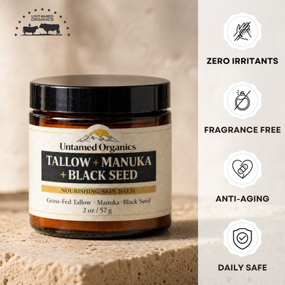 Untamed Organics Tallow, Manuka, Black Seed & Frankincense Skin Balm - grass-fed tallow skincare